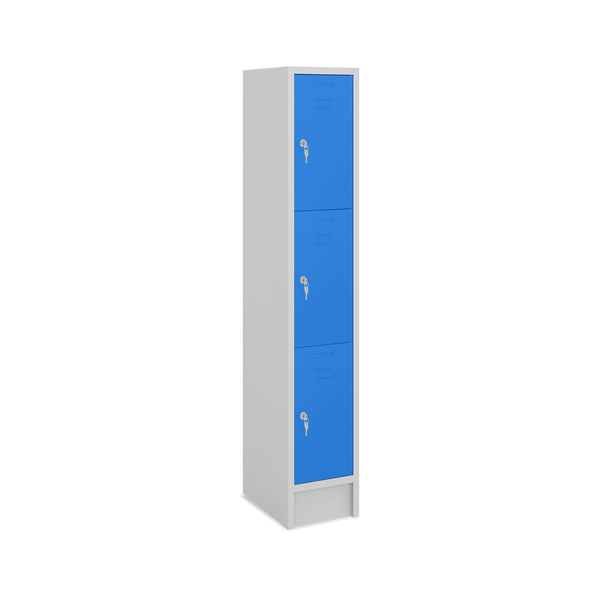 Fächerschrank (1 Abteil mit 3 Fächern) 300 mm Abteilbreite – Lichtgrau