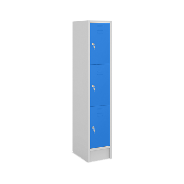 Fächerschrank (1 Abteil mit 3 Fächern) 350 mm Abteilbreite – Lichtgrau