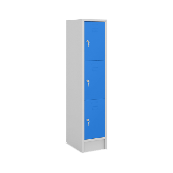 Fächerschrank (1 Abteil mit 3 Fächern) 400 mm Abteilbreite – Lichtgrau