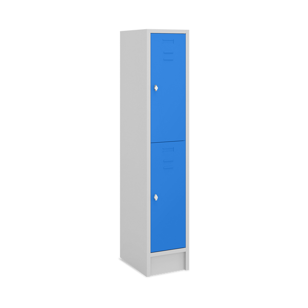 Fächerschrank (1 Abteil je 2 Fächer) 350 mm Abteilbreite – Korpus Lichtgrau