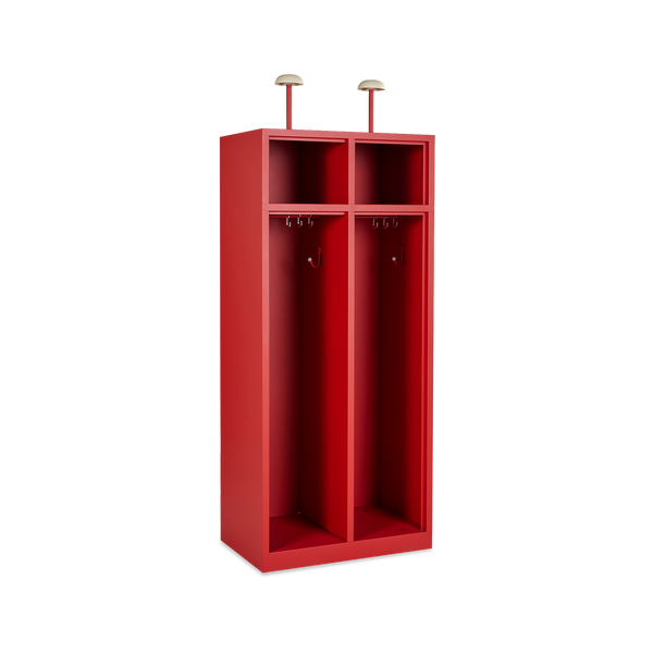 Feuerwehrschrank (2 Abteile) 500 mm Tief – Feuerrot