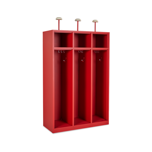 Feuerwehrschrank (3 Abteile) 500 mm Tief – Feuerrot