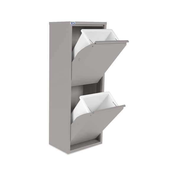 Mülltrenner aus Stahl mit 2/4 Eimern – Weißaluminium